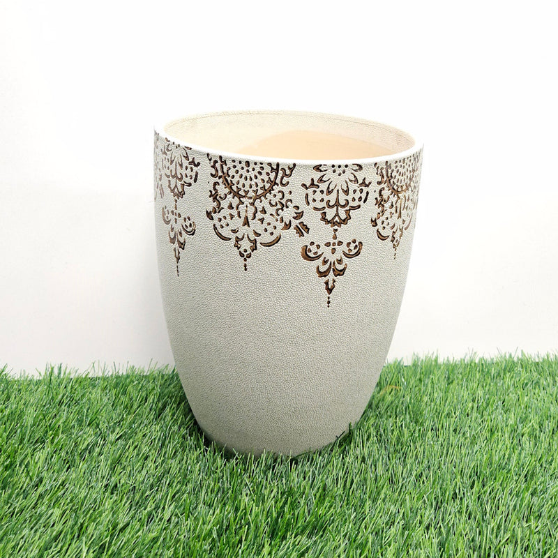 Ceramic Flower Pot  White  Flower  [20021]
