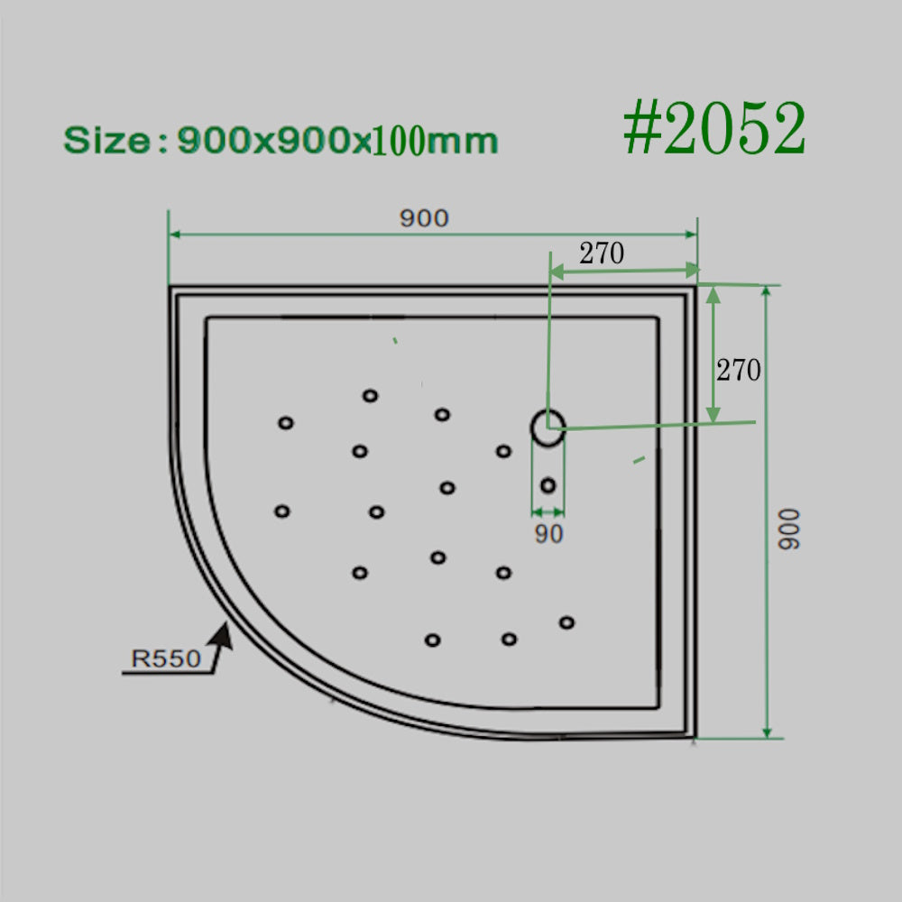 SHOWER TRAY[ semi-circular]  900mm/900mm