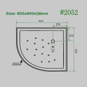 SHOWER TRAY[ semi-circular]  900mm/900mm