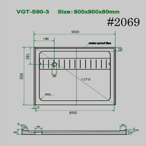 SHOWER TRAY[ square]   900/900mm