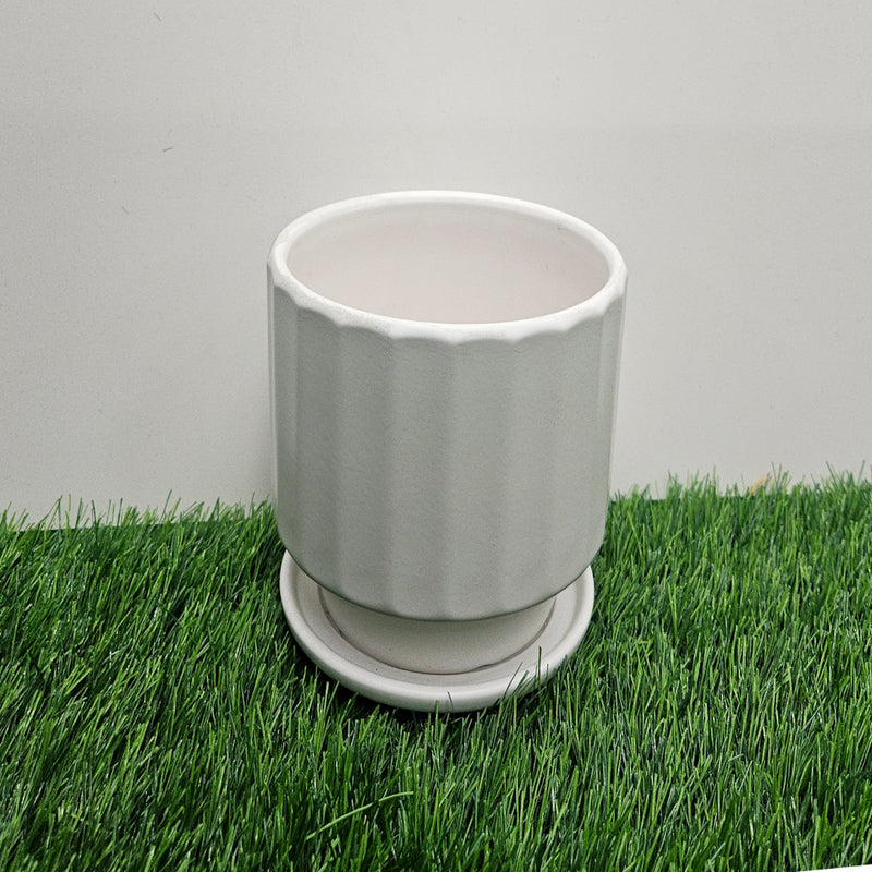 Ceramic Flower Pot  White Colour [20017]