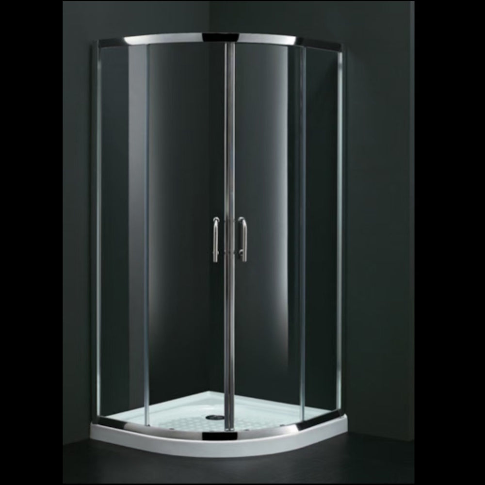 SHOWER BOX ALUMINIUM 900/900mm WITH SLIDING DOOR [semi-circular shape]