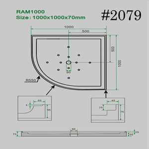 SHOWER TRAY[ semi-circular] 1000/1000mm