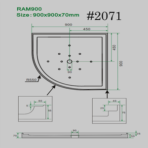 SHOWER TRAY[ semi-circular]  900mm/900mm