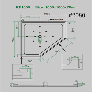 SHOWER TRAY[diamond] BASE 60mm  1000/1000mm