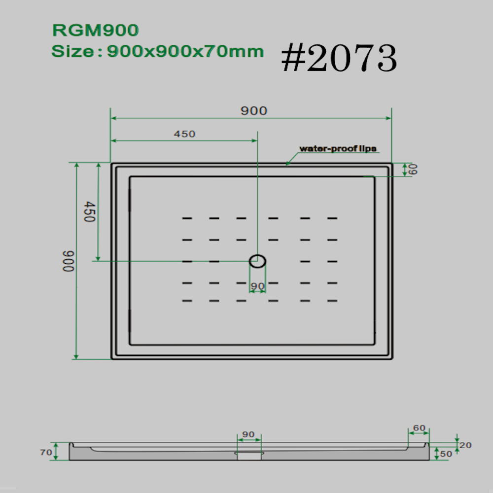 SHOWER TRAY[ square]   900/900mm